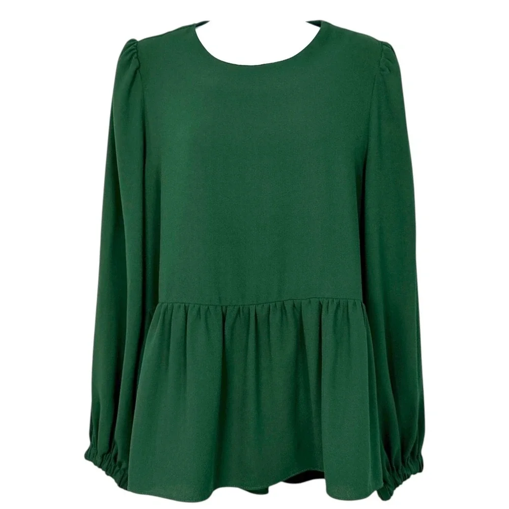 Pomander Place Peplum Top Sz M Hunter Green Cottage‎ Dark Academia Romantic
